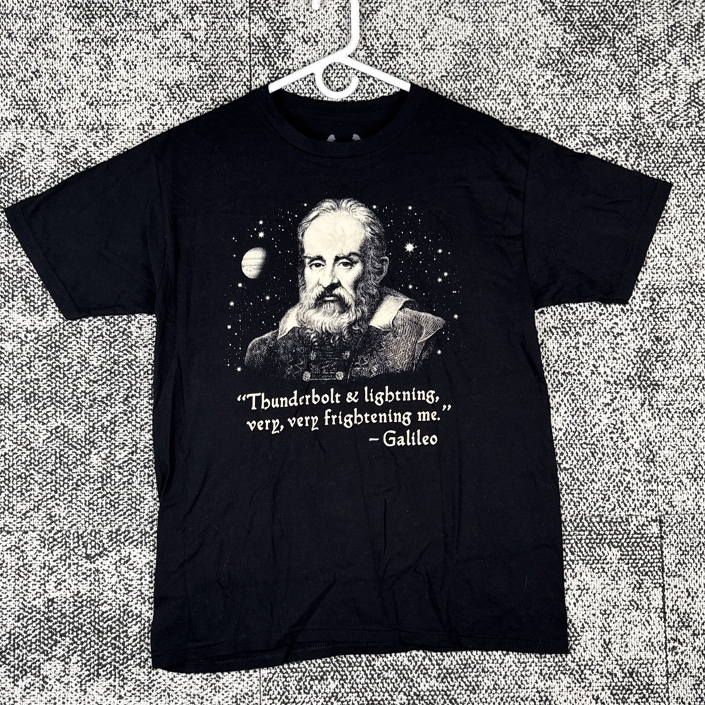 Graphic Funny‎ T Shirt Mens Medium Galileo Queen Song Lyrics Black Short Sleeve